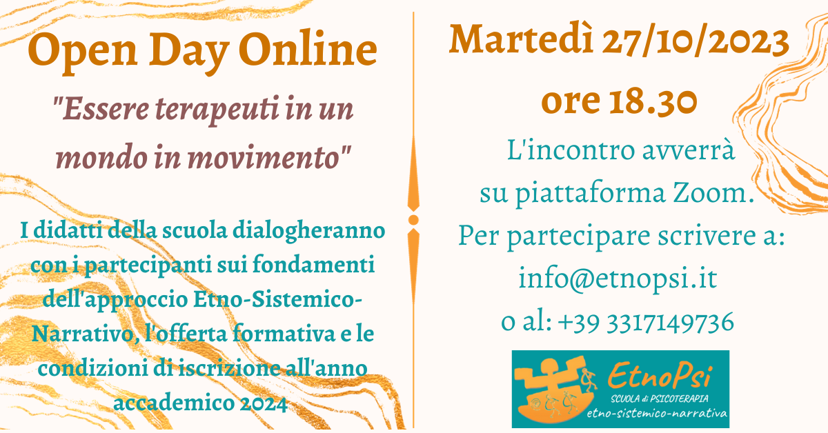 Open day Online 04072023 Essere terapeuti in un mondo in movimento